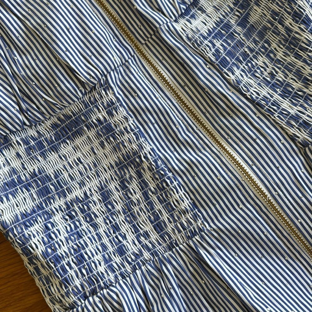 Anthropologie The Tommie Cap-Sleeve Smocked Front-Zip Shirt Dress: Shine Edition - Picture 7 of 11